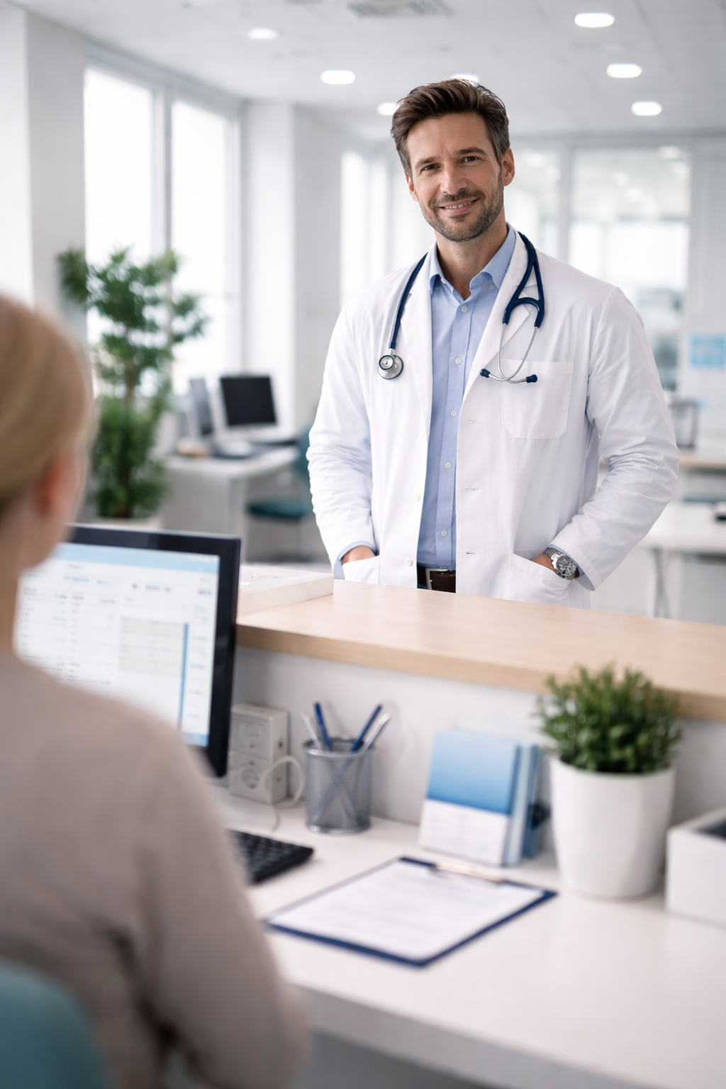 Ärztin oder Arzt in der Praxis